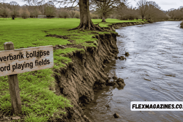 riverbank collapse iford playing fields